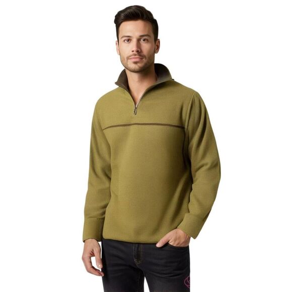 Reunion Olive Green Half Zip Sweater - Picture 1 of 9